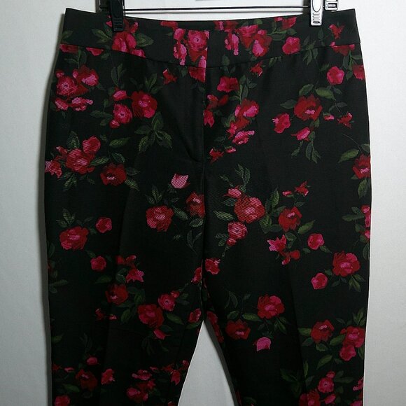 Talbots Heritage Black Red Floral Pants Women's Size 12 Silk blend - Picture 6 of 7